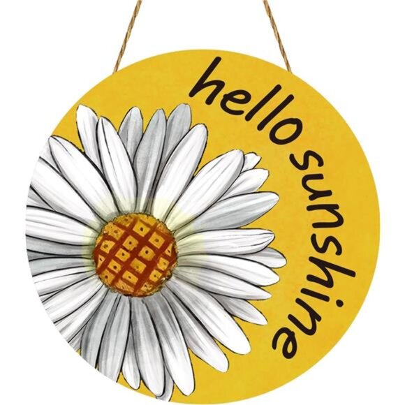 Summer Daisy Hello Sunshine Door Sign Summer Daisy Front Door Decor Rustic - Picture 7 of 7